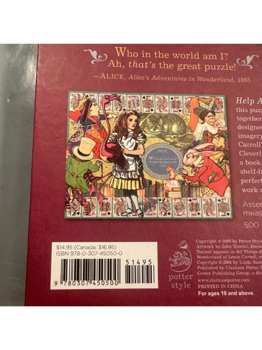 Alice In Wonderland 500 Piece Jigsaw Puzzle Book Queen Cheshire Potter Style